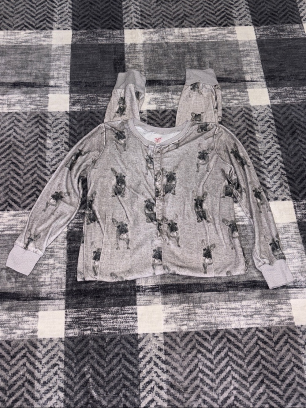 Justice Gray French Bulldog Primt Snap-Front one piece pj